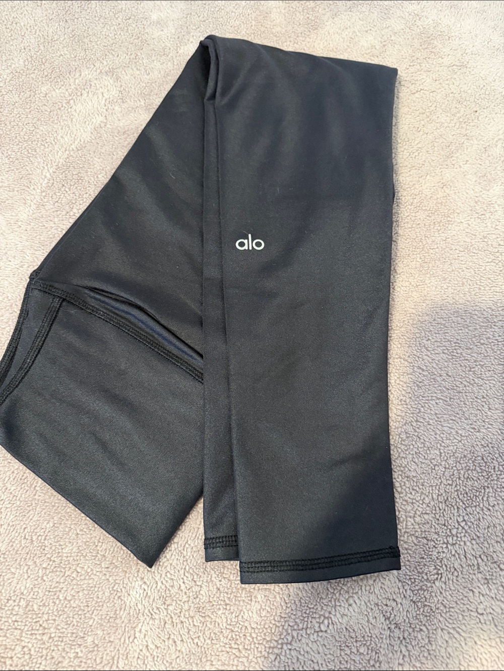 ALO Yoga Black Performance Leggings with White Logo